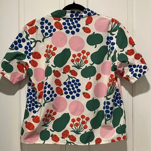 Marimekko x Uniqlo Fruit Dot Button-Up Size S — Blue Pink Green Red - Picture 6 of 6